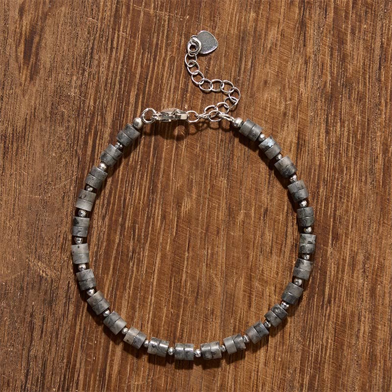 Buddha Stones Amethyst Tiger's Eye Rose Quartz Blue Spot Jasper Black Obsidian Calm Flat Bead Bracelet