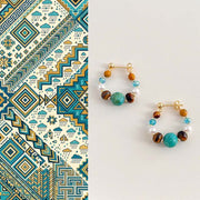 EverestArtStudios Turquoise Tiger Eye Pearl Handmade Protection Earrings