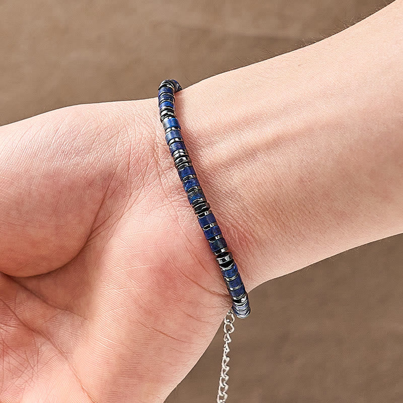 Buddha Stones Natural Lapis Lazuli Amethyst Frosted Stone Protective Bead Bracelet