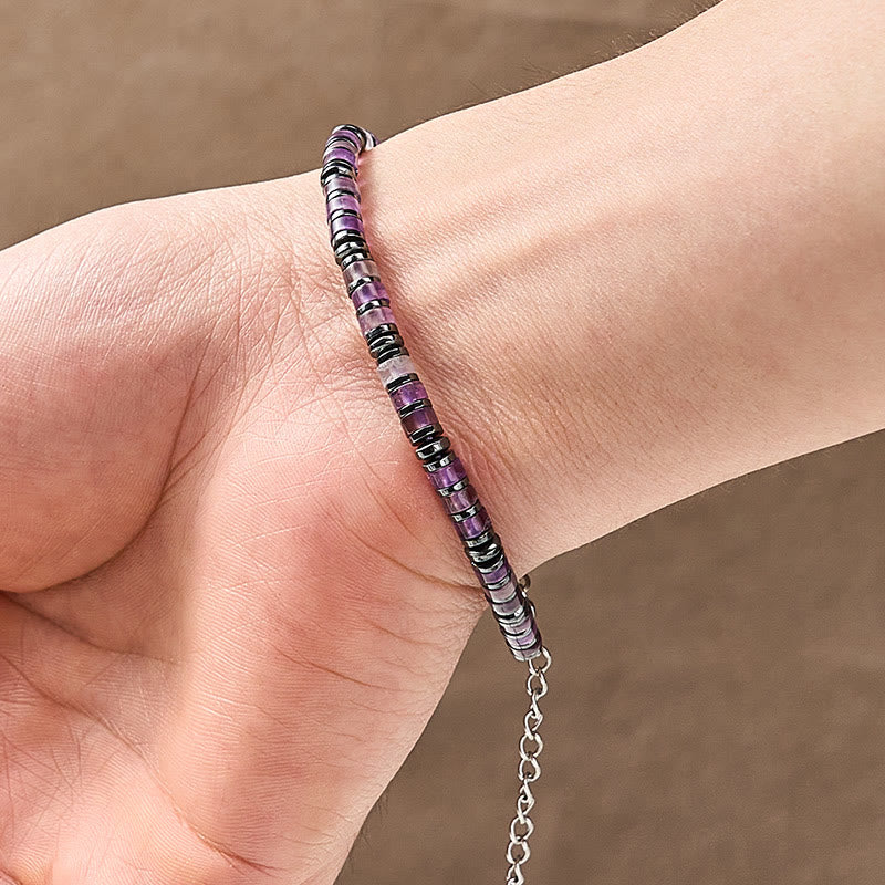 Buddha Stones Natural Lapis Lazuli Amethyst Frosted Stone Protective Bead Bracelet
