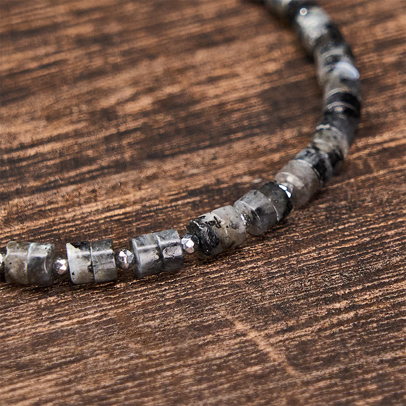 Buddha Stones Amethyst Tiger's Eye Rose Quartz Blue Spot Jasper Black Obsidian Calm Flat Bead Bracelet