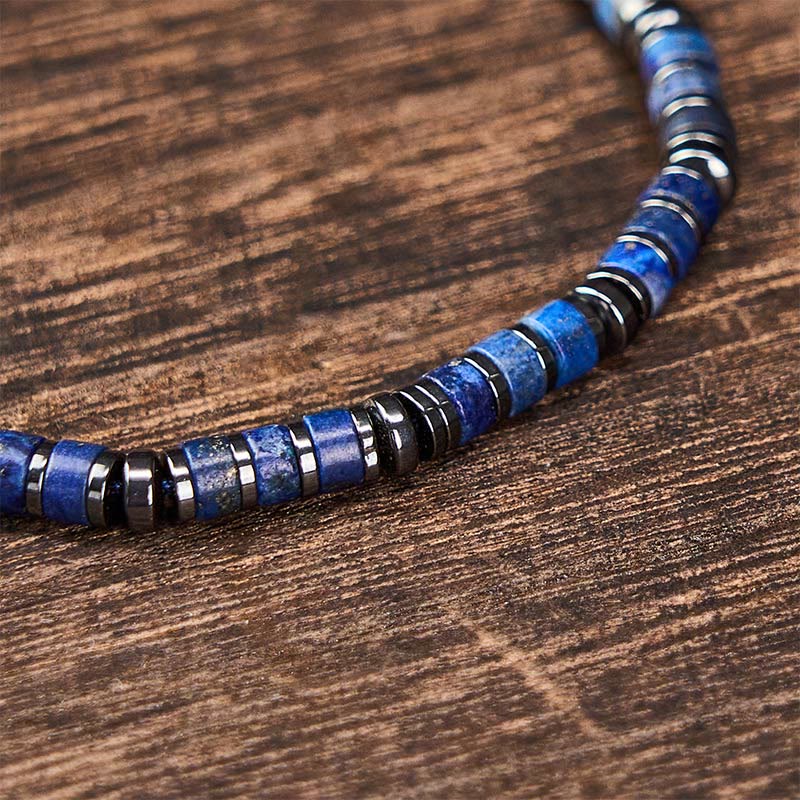 Buddha Stones Natural Lapis Lazuli Amethyst Frosted Stone Protective Bead Bracelet