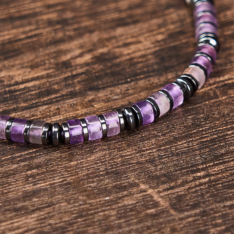 Buddha Stones Natural Lapis Lazuli Amethyst Frosted Stone Protective Bead Bracelet