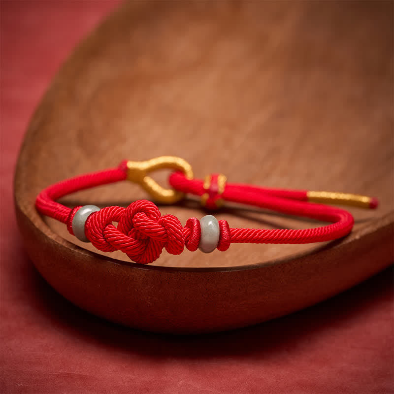 Buddha Stones Red String Ruyi Knot Protection Bracelet