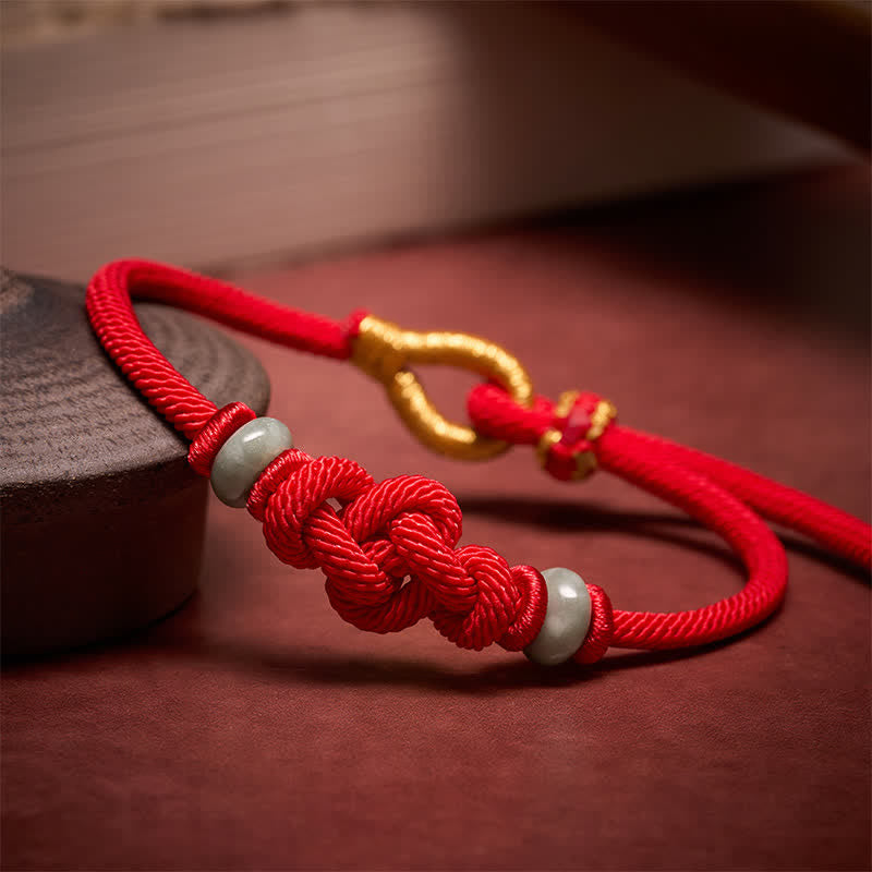 Buddha Stones Red String Ruyi Knot Protection Bracelet