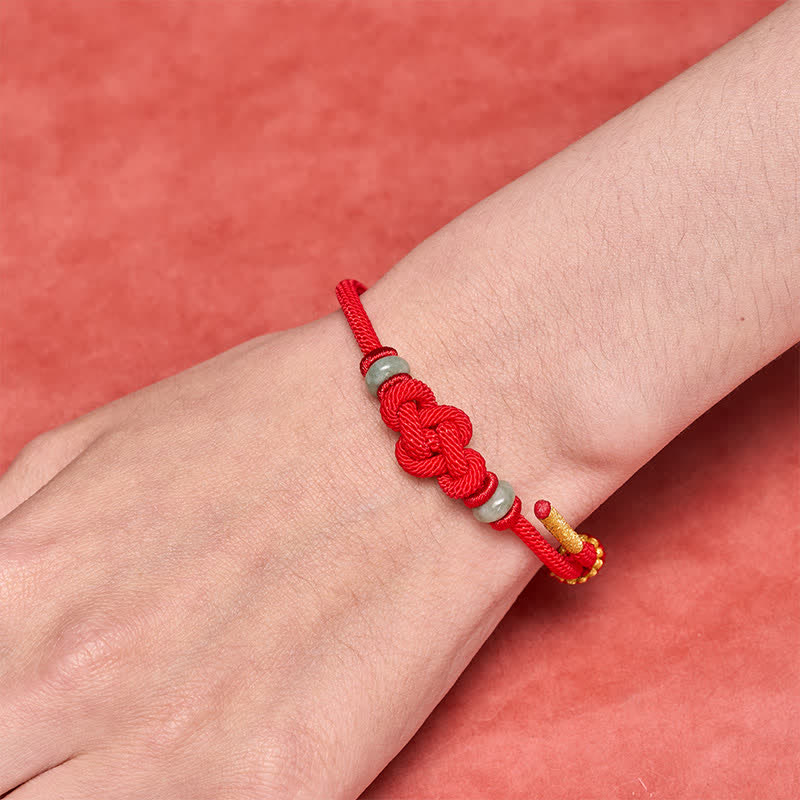 Buddha Stones Red String Ruyi Knot Protection Bracelet