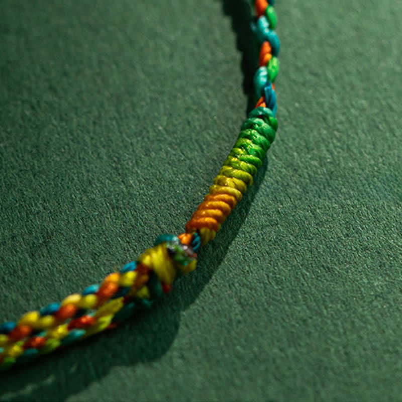 Buddha Stones Copper Coins Hand-Woven Red Multicolor String Luck Bracelet