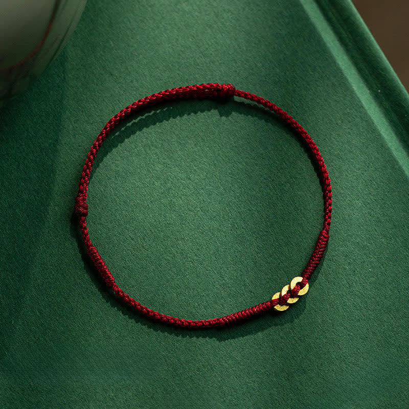 Buddha Stones Copper Coins Hand-Woven Red Multicolor String Luck Bracelet