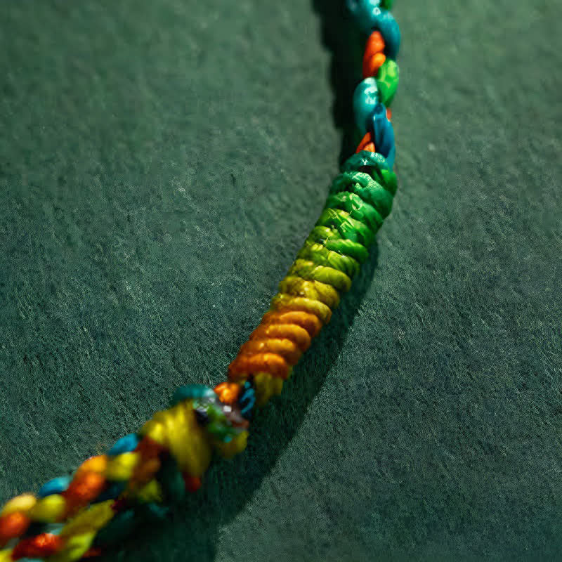 Buddha Stones Copper Coins Hand-Woven Red Multicolor String Luck Bracelet