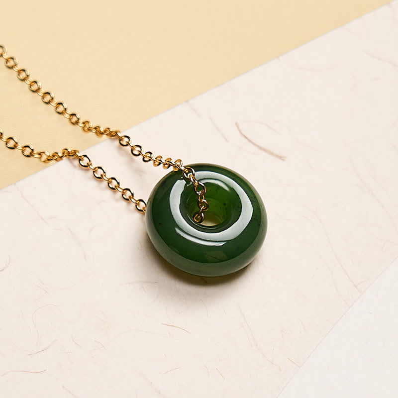EverestArtstudios Natural Cyan Jade Peace Buckle Abundance Pendant Copper 925 Sterling Silver Chain Necklace