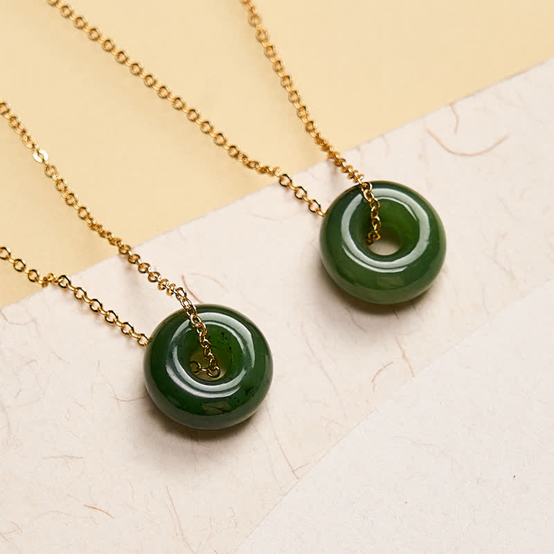 EverestArtstudios Natural Cyan Jade Peace Buckle Abundance Pendant Copper 925 Sterling Silver Chain Necklace