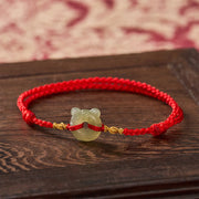 Buddha Stones Jade Tiger-head Peace Buckle Red String Prosperity Bracelet