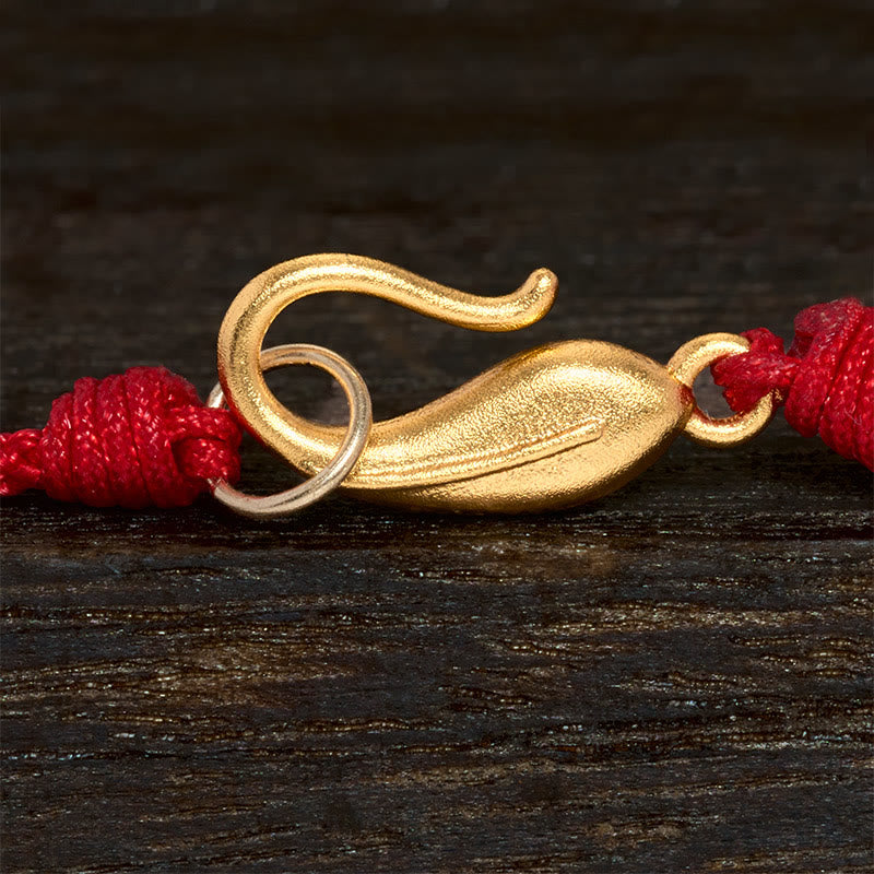 EverestArtstudios Hetian Jade Peace Buckle Koi Fish Clasp Red String Lucky Bracelet