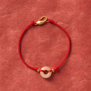 Buddha Stones Hetian Jade Peace Buckle Koi Fish Clasp Red String Lucky Bracelet