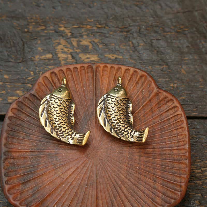 Buddha Stones Brass Koi Fish Gourd Five Emperor Coins Wealth Braided Keychains