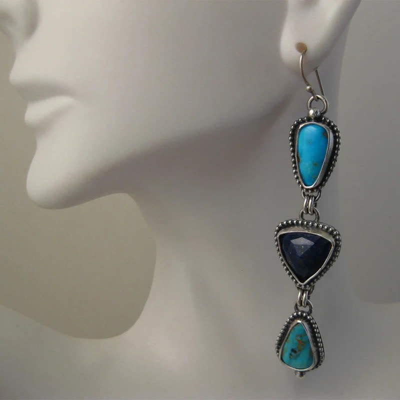 EverestArtStudios Turquoise Geometric Bohemian Protection Drop Earrings