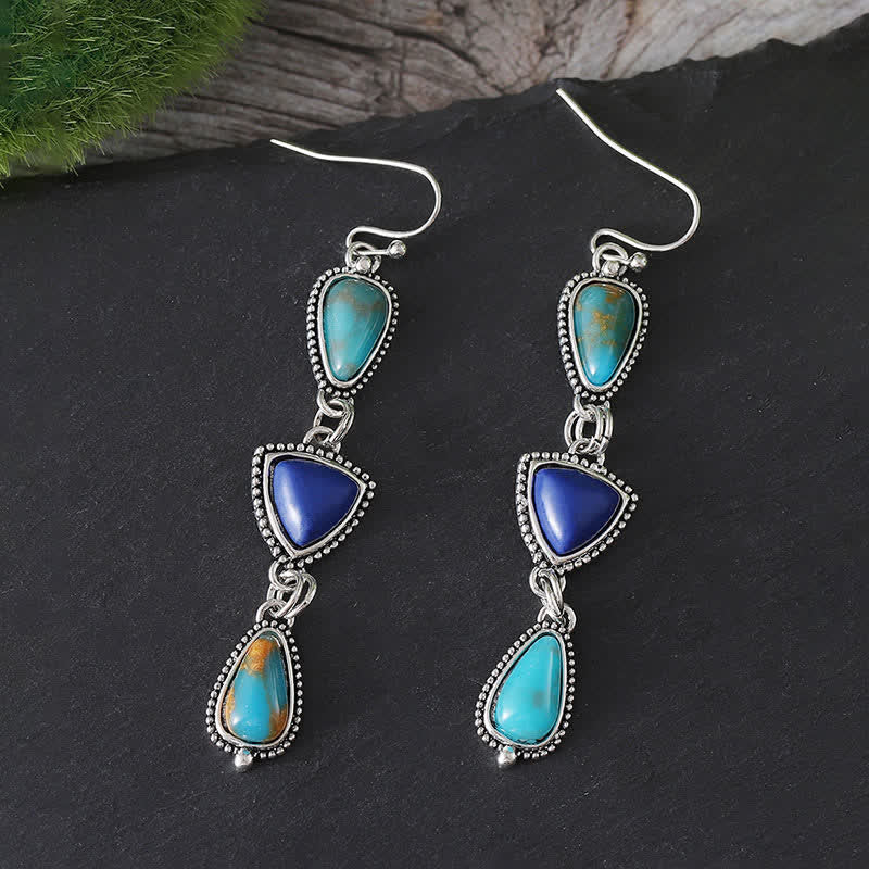 EverestArtStudios Turquoise Geometric Bohemian Protection Drop Earrings