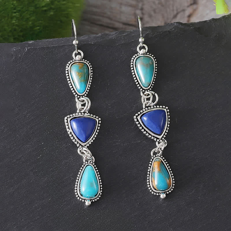 EverestArtStudios Turquoise Geometric Bohemian Protection Drop Earrings