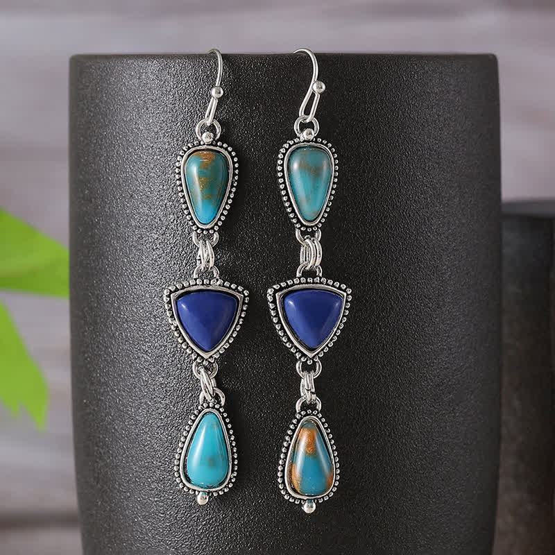 EverestArtStudios Turquoise Geometric Bohemian Protection Drop Earrings