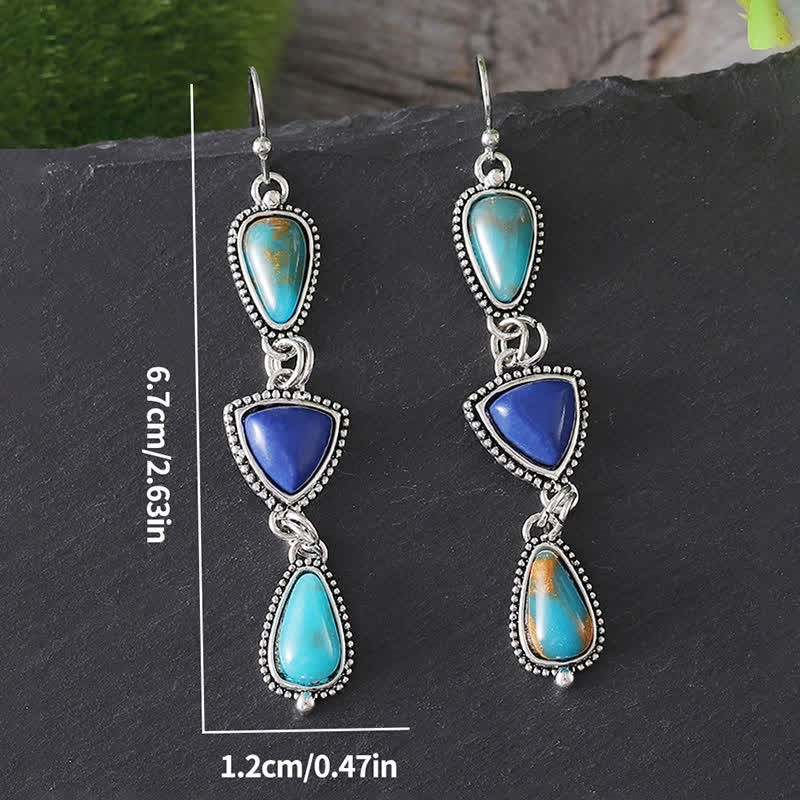 EverestArtStudios Turquoise Geometric Bohemian Protection Drop Earrings