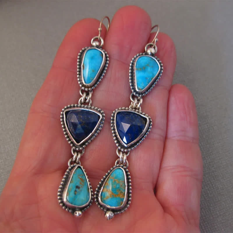EverestArtStudios Turquoise Geometric Bohemian Protection Drop Earrings