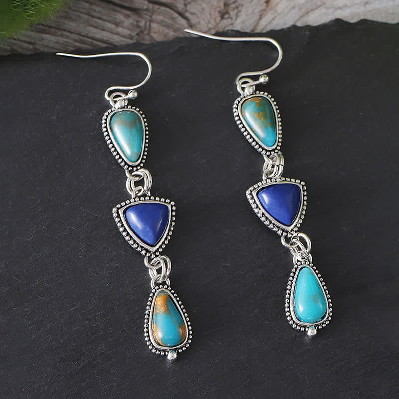 EverestArtStudios Turquoise Geometric Bohemian Protection Drop Earrings
