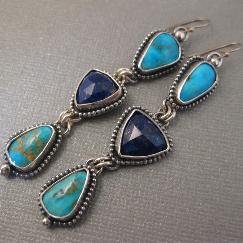 EverestArtStudios Turquoise Geometric Bohemian Protection Drop Earrings
