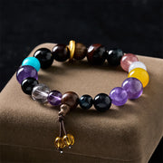 Buddha Stones 18 Beads Amethyst Tiger's Eye Tibetan Balance Bracelet