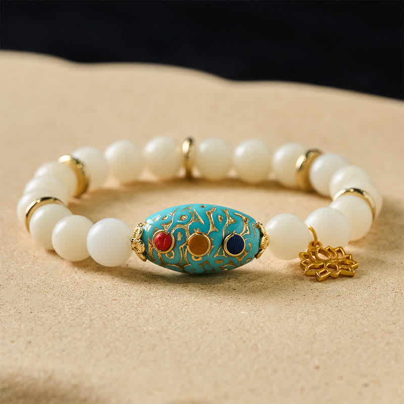 EverestArtStudios Bodhi Seed Turquoise Lotus Enlightenment Bracelet