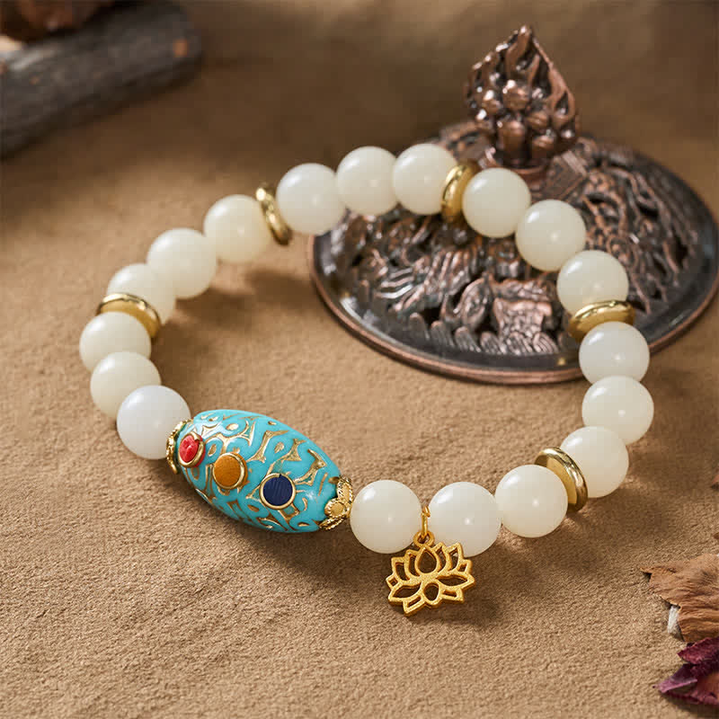 EverestArtStudios Bodhi Seed Turquoise Lotus Enlightenment Bracelet