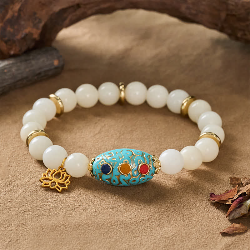 EverestArtStudios Bodhi Seed Turquoise Lotus Enlightenment Bracelet