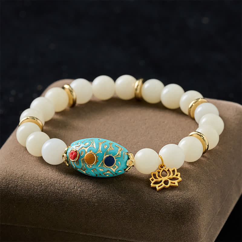 EverestArtStudios Bodhi Seed Turquoise Lotus Enlightenment Bracelet