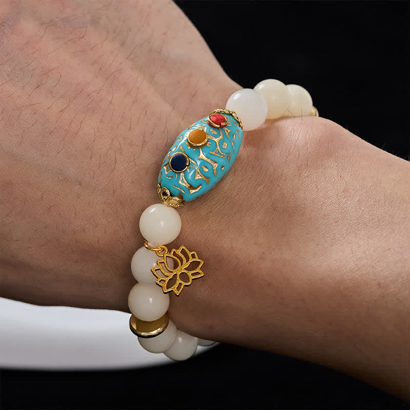 EverestArtStudios Bodhi Seed Turquoise Lotus Enlightenment Bracelet