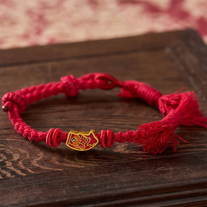 Buddha Stones Auspicious Red String Koi Fish Success Bracelet