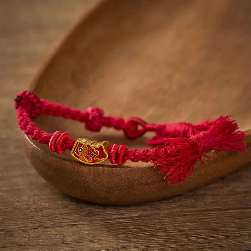 Buddha Stones Auspicious Red String Koi Fish Success Bracelet