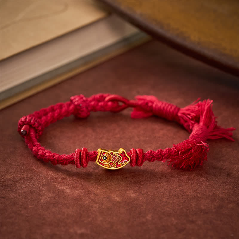Buddha Stones Auspicious Red String Koi Fish Success Bracelet
