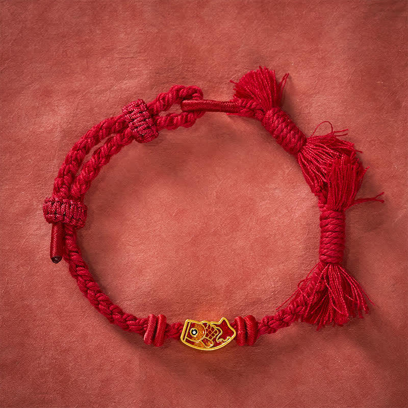 Buddha Stones Auspicious Red String Koi Fish Success Bracelet