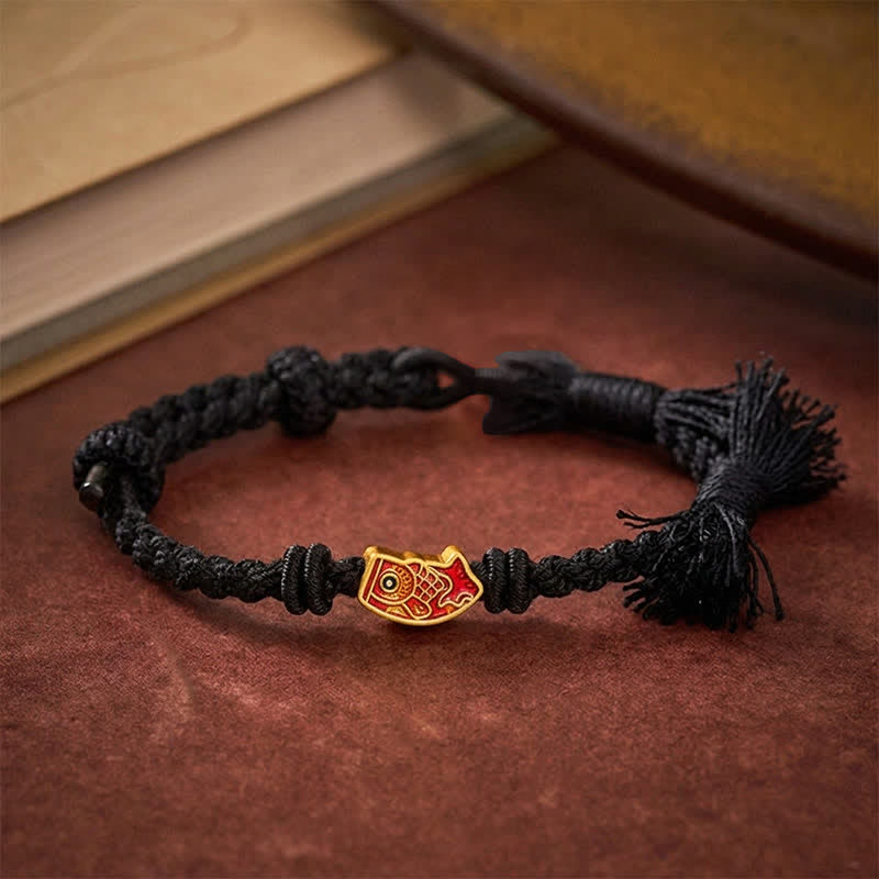 Buddha Stones Auspicious Red String Koi Fish Success Bracelet