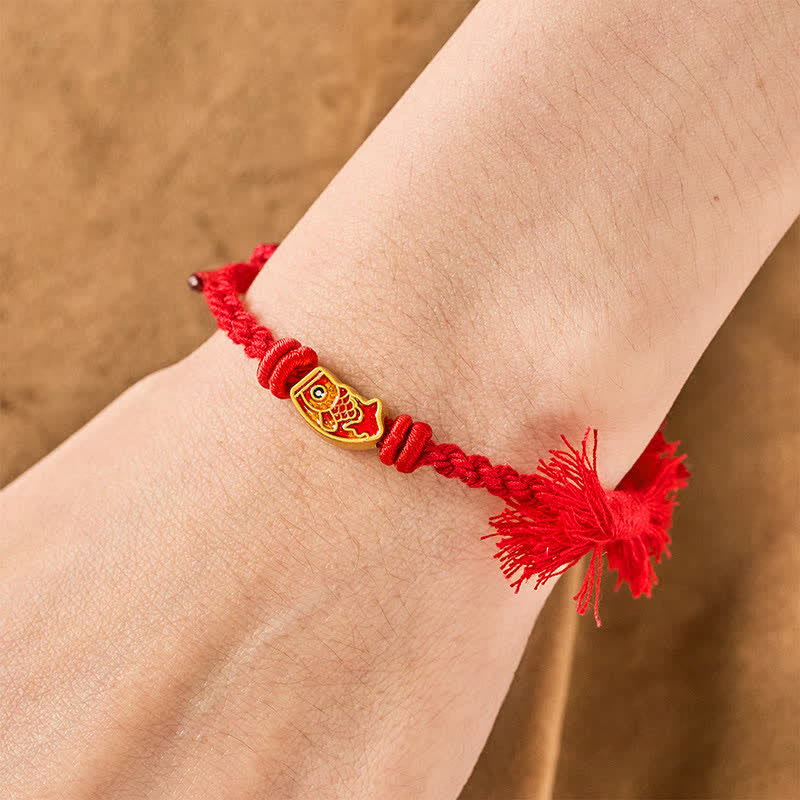 Buddha Stones Auspicious Red String Koi Fish Success Bracelet
