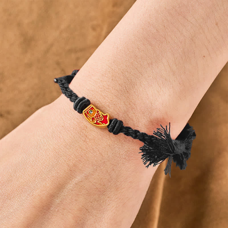 Buddha Stones Auspicious Red String Koi Fish Success Bracelet