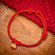 Buddha Stones Gold Plated 925 Sterling Silver Cat Red String Protection Bracelet