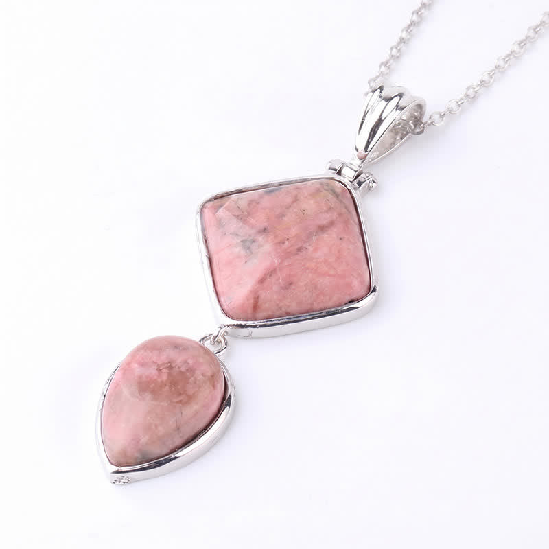 Buddha Stones Natural Stone Opal Double Pendant Calm Necklace