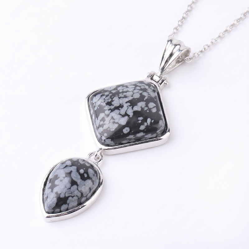 EverestArtStudios Natural Stone Opal Double Pendant Calm Necklace