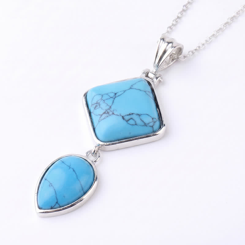 Buddha Stones Natural Stone Opal Double Pendant Calm Necklace