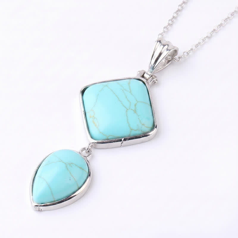 Buddha Stones Natural Stone Opal Double Pendant Calm Necklace