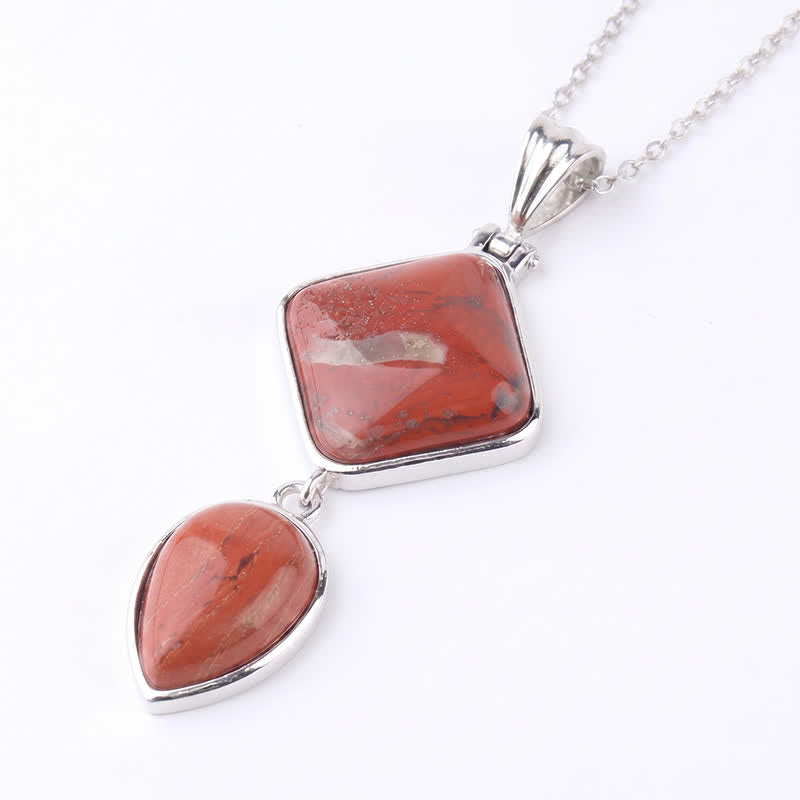Buddha Stones Natural Stone Opal Double Pendant Calm Necklace