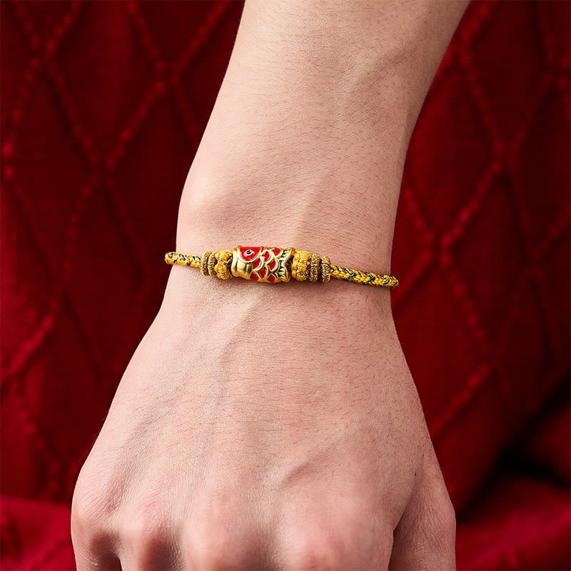 Buddha Stones Koi Fish Luck Hand-Woven String Bracelet