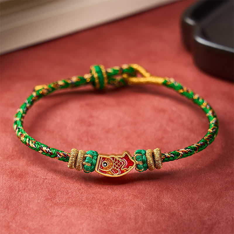 Buddha Stones Hand-Woven String Koi Fish Strength Rope Bracelet
