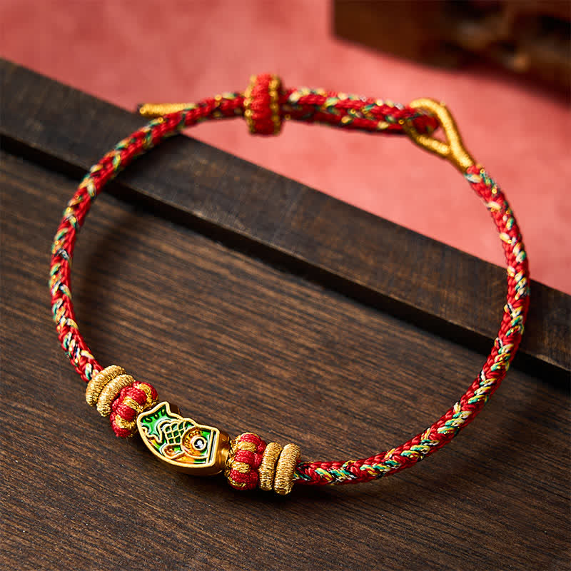 Buddha Stones Hand-Woven String Koi Fish Strength Rope Bracelet