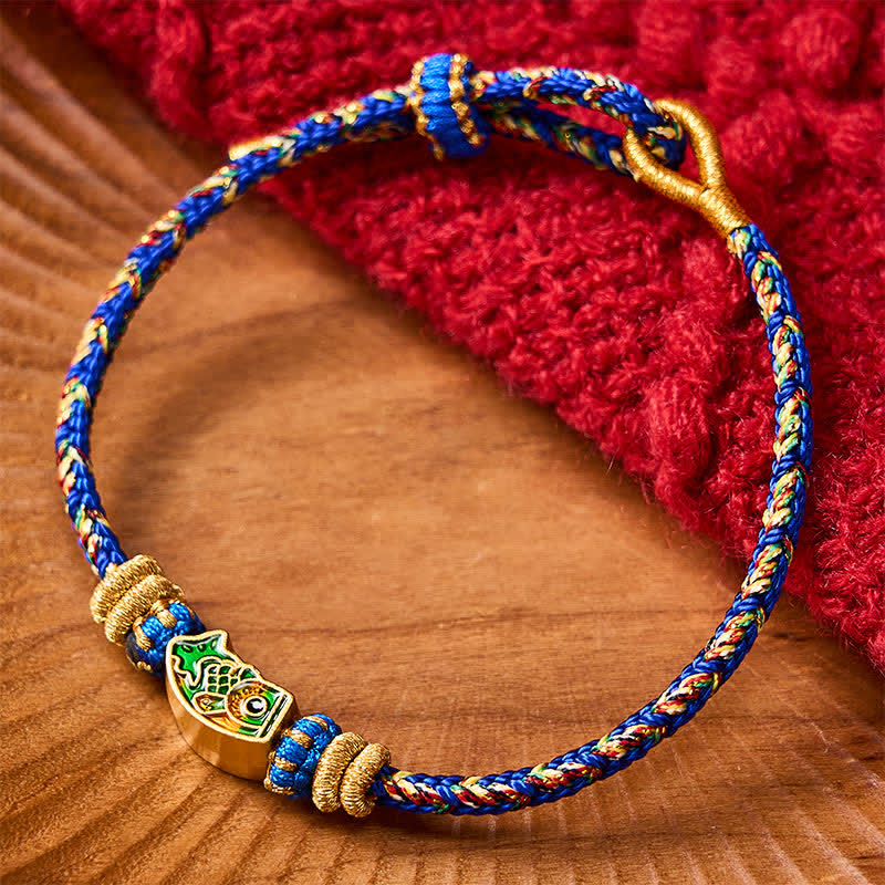Buddha Stones Hand-Woven String Koi Fish Strength Rope Bracelet
